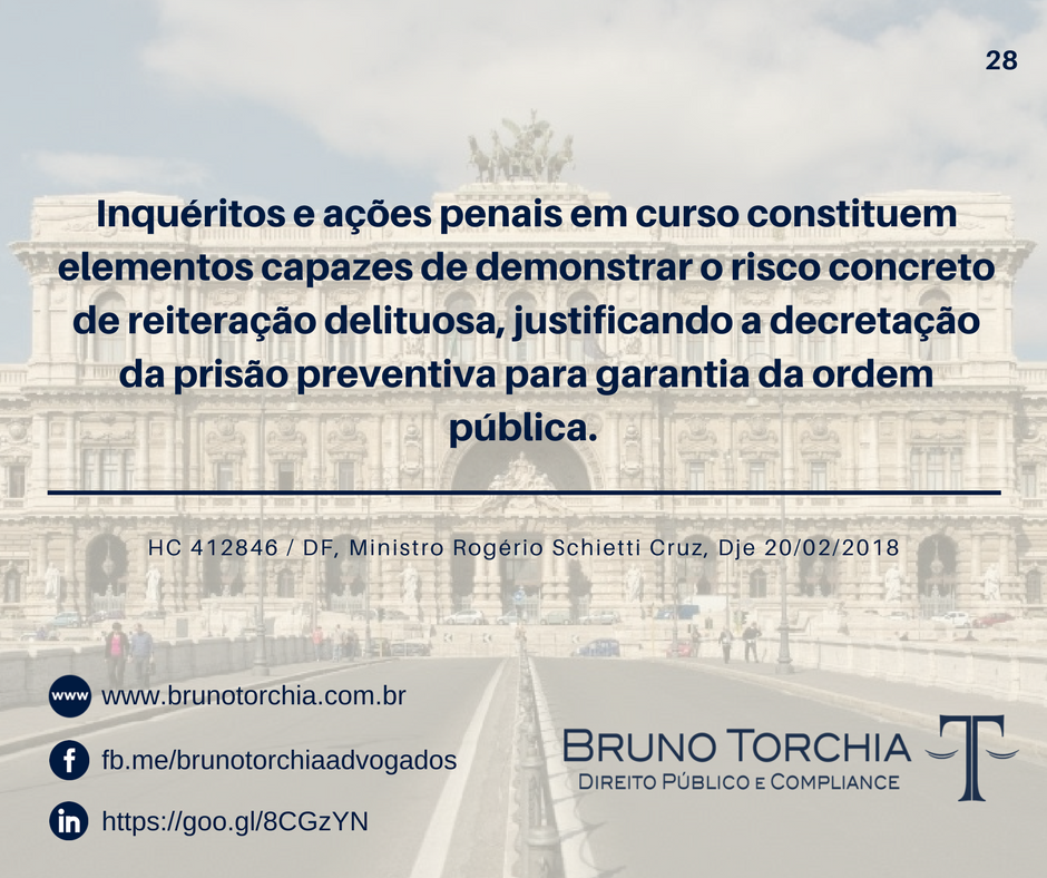 Inquéritos e ações penais em curso justificam a prisão preventiva