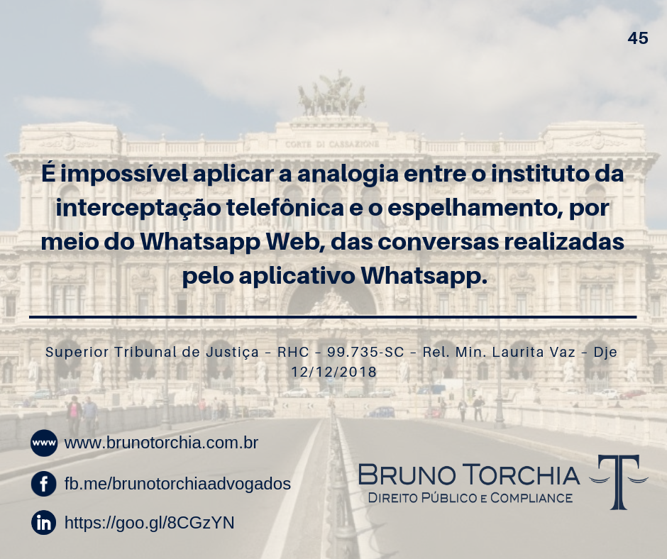 Impossivel analogia entre interceptação e whatsapp web